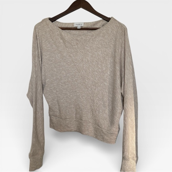 Everlane Brielle Off-Shoulder Ribbed Sweater Top – Oatmeal (S) - Picture 2 of 4